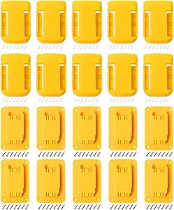 Tool Holders and Battery Mounts Compatible with Dewalt 20V and 60V, Heavy-Duty ABS Wall Organizer Rack with Screws, Drill and Battery Holder Mount for Garage, Workshop, Job Site (20 Pack)