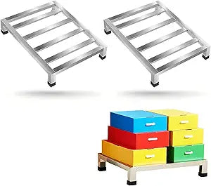 2 Pack Dunnage Rack,15.7"X11.8"X3.5" Stainless Steel Dunnage Racks,Kitchen Basement Garage Storage Racks,1000 lbs Capacity