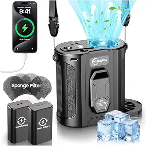 [Dual Battery] 24000mAh AI Portable Waist Fan Rechargeable Clip On