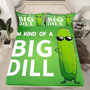 Pickles Cucumber Print Fitted Sheet Twin Size 2Pcs Teens Kids