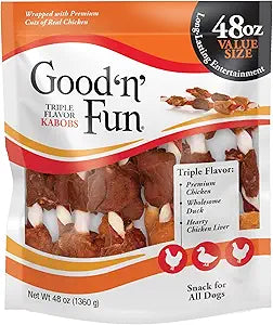 Good 'n' Fun Kabobs Long-Lasting Dog Treat, With Real Proteins, Beef Hide and Premium Chicken, Supports Dental Health, Mental Stimulation, 48 oz