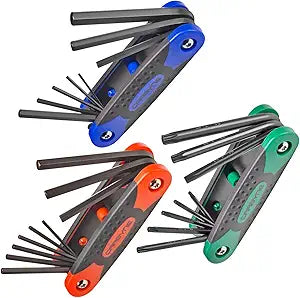 Carbyne 25-Piece Folding Hex (Allen) Key and Torx Wrench Set, SAE/Metric/Torx, S2 Steel, Manganese Phosphate Finish, Metric Hex 1.5-8mm, SAE Hex 5/64"-1/4", Torx T9-T40