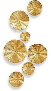 Gold Wall Decor for Living Room Hallway, 7PCS Metal Wall Art Hanging Sculptures Bedroom Decoration, 3D Metal Leaf Accent with 5 Sizes, Large Modern Artwork for Home Office Bathroom Kitchen