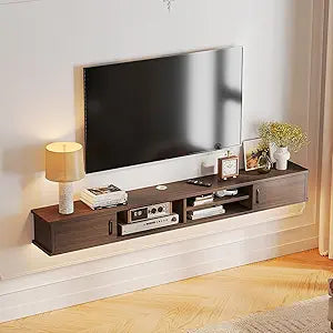 FurniNova Floating TV Stand,51'' Wall Mounted TV Console,Floating TV Shelf,Wall TV Cabinet,Floating Entertainment Shelf,Walnut