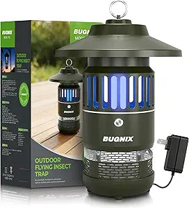 12V Plug-in 1/2 Acre Mosquito Trap Outdoor Indoor, UV LED Fan Insect Trap, Corded Electric Bug Catcher for Patio Garden Backyard, Quiet No-Zap Flying Insect & Gnat Trap, Bug Zapper Alternative