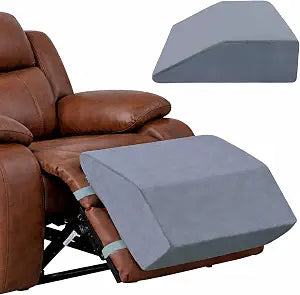 Extra Large Recliner Leg Pillow, 20" x 16" x 5" Foot Rest Cushion for Couch, Sofa, Chair or Bed, 25D Foam Leg Support Pillow with Elastic Straps, Zipper Cover, Grey