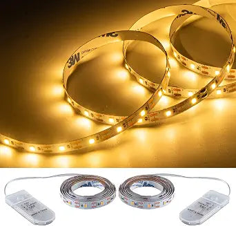 Short Led Strip Lights Battery Powered with Flashing, 3.28ft/1PCS Flexible LED Fairy Lights Battery Operated Bright for Shadow Box DIY Gift Car Bar Party Christmas, 2 Pack (Warm White)