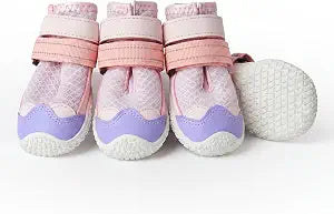 Spark Paws Dog Shoes for Large Small Medium Dogs Breathable Dog Booties for Hiking, Summer Hot Pavement Paw Protectors for Non Slip Rubber Dog Boots for Outdoor (Pink Purple, Size 5)