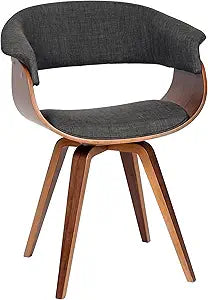 Armen Living Summer Modern Chair In Charcoal Fabric and Walnut Wood