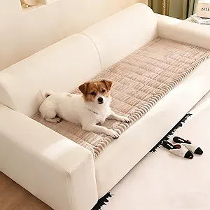 Pet Couch Cover for Dogs Washable, Pet Friendly & Anti-Slip Soft Fuzzy Couch Protector Sofa Pad Dog Mat Sectionals Slipcover 3 Cushion for Bed Floor Carpet Car Seat (Light Brown, 27"x71")