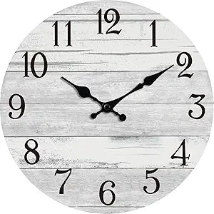 KECYET Wall Clock Battery Operated 16 Inch Large Gray Silent Non Ticking Country Rustic Design Vintage Retro Decorative for Bathroom Kitchen Bedroom