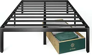 ZINUS Van 16 Inch Metal Platform Bed Frame / Steel Slat Support / No Box Spring Needed / Easy Assembly, Full