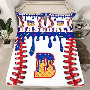 Custom Baseball Personalized Fitted Sheet Full Size 2Pcs Deep Pocket