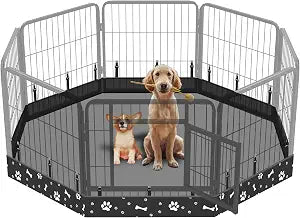 Dog Playpen Bottom Pad Fits for 24 Inch 8 Panels Metal Exercise Pet Playpen, Dog Crate Pad Puppy Playpen Pad, Elastic Band Connections.(Note: Playpen Not Included) -Black