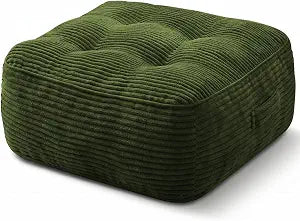 11" Thick Washable Floor Pillow for Adults, Yoga & Meditation Cushion with Handle, Square Large Pillows Seating with Removable Tufted Corduroy Cover for Tatami Living Room Board Games, Green