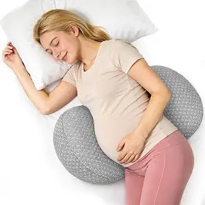 Pregnancy Wedge Pillow for Sleeping, Adjustable Maternity Pillow for Side Sleepers, Supports Back, Belly & Hip, Ideal for Pregnant Women, Bamboo Rayon Removable Cover, Grey (Plus)