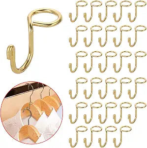 Sumnacon Cascading Hanger Hooks for Velvet Wooden Hangers, 30Pcs Gold