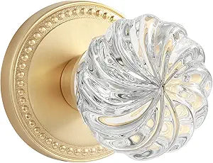 2 Pack Crystal Door Knobs Gold Door Knob Dummy Door Knobs Brushed Gold Glass Interior Satin Brass Dummy Handle Single Sided Decorative