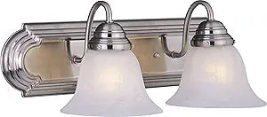 Maxim Lighting Essentials 2-Light Bath Vanity Light | Satin Nickel Finish | Transitional Bath Vanity Light | Ideal for Bathrooms & Powder Rooms | Dimmable Damp Rated | 8012MRSN