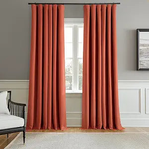 HPD Half Price Drapes Room Darkening Curtains for Bedroom 96 Inches Long (2 Panels) - Rod Pocket 100% Polyester Curtains & Drapes for Living Room and Windows - 50W x 96L, Rust