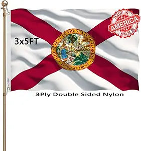 Florida State Flags 3x5 Outdoor Heavy Duty Double Sided Nylon Vivid Color Anti-Fading with 2 Brass Grommets for Home/Company/Indoor Outdoor Decoration