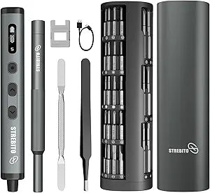 STREBITO Mini Electric Screwdriver, 78 IN 1 Cordless Screwdriver Set with 72 S2 Bits, 5-Gear Torque Adjustment, Digital Display Screen, Repair Tool Kit for Phone, Watch, Laptop, Camera