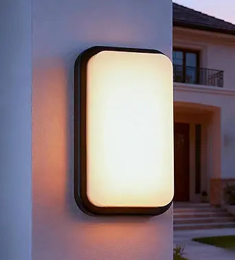 LED Modern Rectangular Outdoor Wall Sconce Light 3000K Outside Light for House Patio, Black Warm White, IP64 Waterproof Exterior Wall11.8inch