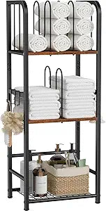 Snughome Towel Rack Free Standing 3-Tier M-Shaped Detachable Dividers, Metal Towel Storage Shelf for Bathroom, Pool Towel Rack Holder, Space-Saving Storage Organizer, Modern Bath Towel Storage Holder