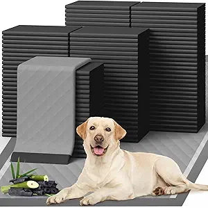 Powools Charcoal Puppy Pads - 100 Packs, 34"28" Ultra-Large Puppy Pads, Odor-Control Carbon Pee Pads for Dogs, 6-Layer Ultra-Absorbent & Quick-Dry Black Training Pads