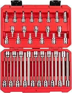 TEKTON 3/8 Inch Drive Hex Bit Socket Set with Case, 38-Piece (1/8-3/8 in., 3-10 mm) | SHB91316