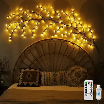Enchanted Willow Vine Lights for Wall,Willow Vine Tree Branch Lights Decoration Gift,with 144 LED Light and Remote,8 Lighting Modes,for Bedroom Wall Doors Windows Wedding Christmas (90inch)