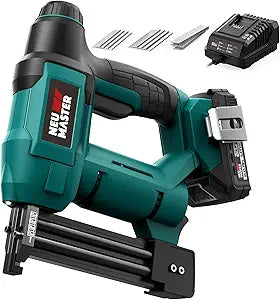 NEU MASTER Nail Gun Cordless with Battery Powered - 18 Gauge 2 in 1 Brad Nailer/Staple Gun, 20V Max. 2.0Ah Battery & Charger, 800 Nails & 200 Staples Included