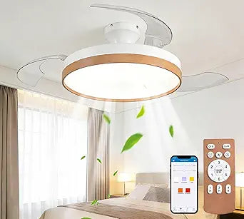 42'' Retractable Ceiling Fan with Light, Modern LED Fan Lights with Blades and Remote Control, Adjustable Color Temperature for Bedroom Living Room