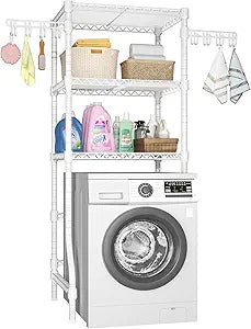Ulif U8 Mini Laundry Room Storage Organizer, Over The Washer and Dryer Storage Shelves for Laundry Organization, 29.5W x 17.3D x 76.2H, Suit Washing Machine Width Within 27.1, Hold 304 lb, White