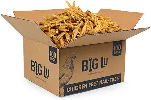 Big Lu  Nail-Free Chicken Feet Dog Chews, (100-Pack) | 100% Natural Single-Ingredient Treats, Rawhide-Free, Long-Lasting, Rich in Glucosamine and Chondroitin for Joint Health