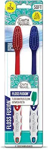 GuruNanda Soft Toothbrushes for Adults, Floss Fusion Design, 2 ct