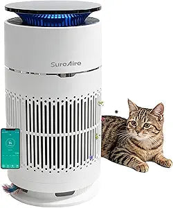 Small HEPA Air Purifier for Cat Hair Dander Odor, 360┬░ Air Intake Pet Air Purifier with Replaceable Pre-Filter & Built-in Cat Teaser for Bedroom Living Room Apartment