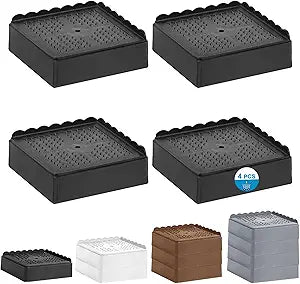 Bed Risers 1 inch, 2 inch, 3 inch, 4 inch Heavy Duty, Adjustable Furniture Riser for Table Desk Couch Sofa Chair Recliner Leg Frame Dorm, Stackable Bed Raisers Blocks (Black 4 Pack, 1 inch)