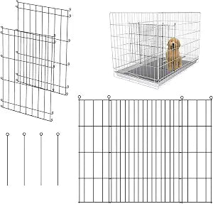 Dog Crate Divider Panel 2-Pack, 16.92" H x 11.81-20.86" W, Glossy Black | Fits many wire crates, measure interior & door opening first, 16.92"H x 11.81-20.86"W glossy black metal (Crate NOT Included)