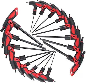 Lichamp 16 Pieces SAE and Metric T Handle Allen Wrench Set, 5/64-3/8 inch, 2-10mm, Ball Head, Standard Long Tee Handle Allen Hex Key Set, Heavy Duty Excellent
