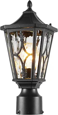 JYZ Outdoor Post Lights Lamp Post Light Fixture, 21'' Pole Lantern with E26 Base 60W Max & Waterproof Aluminum Housing Plus Water Ripple Glass, Fence Post Deck Lighting for Garden, Patio, Pathway