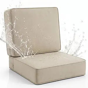 Novabright 1 Set Outdoor Deep Seat Cushion Set, 24 x 24 x 4 Inch Waterproof Patio Chair Cushions and Back with Cover for Outdoor Furniture Couch Yard Garden