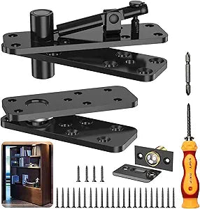 Hidden Door Hinge, 570LBS Load-Bearing Thickened Solid Alloy Steel, 360 Rotation Heavy Duty Pivot Hinge, Swinging Conceal Hinges for Secret Doors, Bookcase, Murphy & Shelf Doors