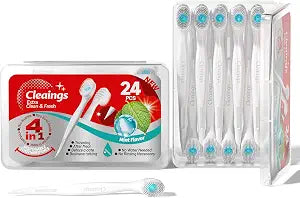 cleaings�� 48 Pcs Disposable Mini Toothbrush - Pre-Pasted with Mint Toothpaste & Toothpick - Travel Size Toiletries - 2 Packs of 24 - Mint Flavor