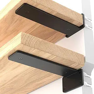 LEOPO 8 inch 12 Pack Floating Shelf Brackets, 1/5 Thick Heavy Duty Rustic Industrial Shelf Bracket, Floating Hidden Metal Bracket