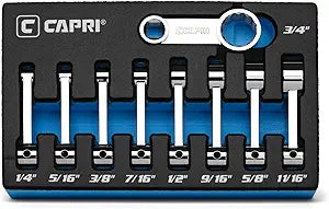 Capri Tools 3/8 in. Drive Torque Adapter Set, 12-Point Box End, 1/4 to 3/4 in., SAE, 9-Piece with Mechanic's Tray