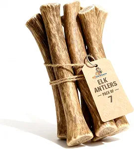 K9warehouse Mixed Elk Antlers for Dogs Large - 7 Pack,1.5lbs - USA Natural Long-Lasting Deer Antler Chews - Safe and Durable Dog Antlers for Aggressive Chewers - Elk Antler for Medium/Large Dogs