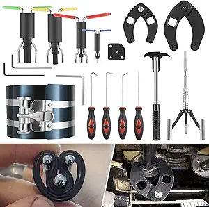 Hydraulic Cylinder Repair Tool kit For skid steers, loaders, backhoes Include gland wrench U-seal installer tools Seal puller Smooth type Piston Ring Compressor (17pcs)
