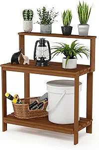 Furinno FG17478 Tioman Outdoor Patio Furniture Hardwood Potting Bench, Natural