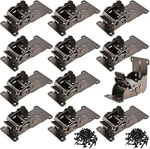 PINGEUI 12 PCS Foldable Support Bracket, 0-90-180 Degree Lock Extension Support, Self-Lock Hinge for Wall Shelf, Table, Folding Workbench, 500 lbs Max Load-Bearing Capacity